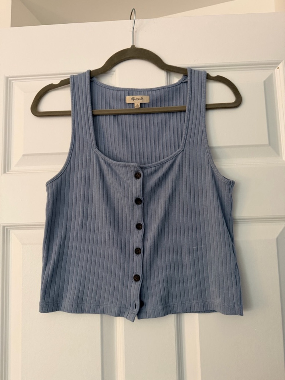 Madewell Dusty Blue Ribbed Button Tank